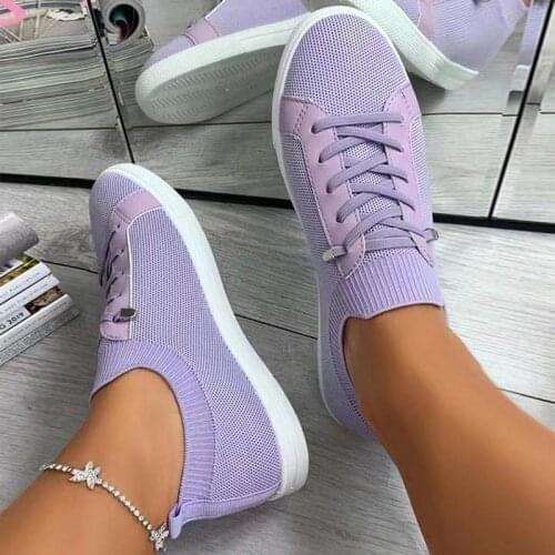 Womens Shoes Mesh Lightweight Breathable Flat Shoes Womens Sports Shoes Fashion Casual Shoes Summer 2021