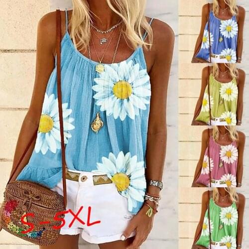 S-5XL Womens Tops t-shirts Plus Size Female Clothing Fashion Casual Women Print Pleated Oversized Loose Camisole Tank