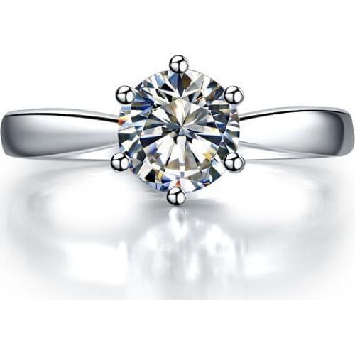 Solid Platinum PT950 Women Ring 0.6 Carat Round Cut Solitaire Diamond Engagement Ring Perfect Party Jewelry