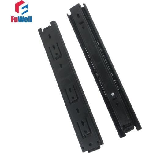 2pcs 10inch Drawer Slides Runner 40mm Width Black Cold-Rolled Steel Ball Bearing Sliding Rail for Furniture Cabinet