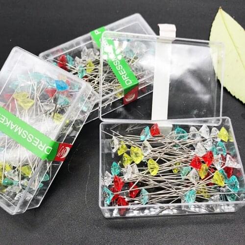 250PCS Head Pins Diamond Shape Wedding Craft Dressmaking Patchwork Straight Sewing Needle Pins Sewing Decoration Embroidery
