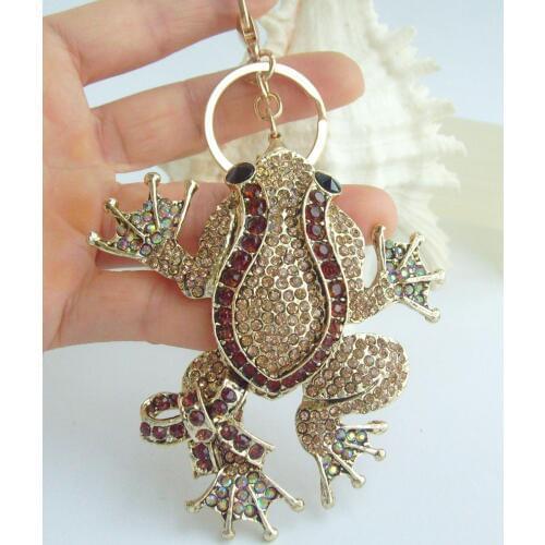 3.54" Art Style Frog Keychain Pendant Rhinestone Crystal K05853
