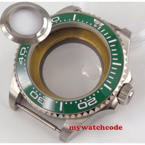 43mm 316L Watch Case sapphire glass green ceramic bezel fit NH35 NH36