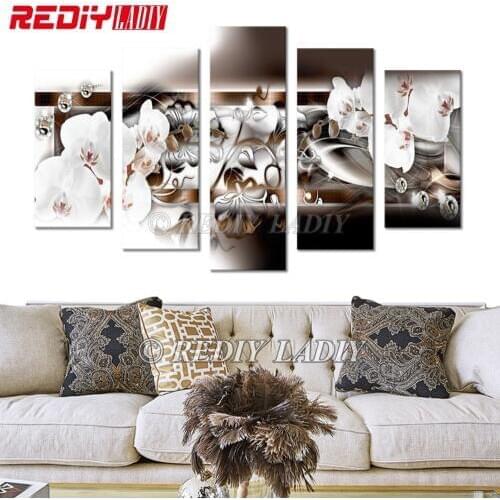 Diamond Painting Triptych Orchid Diamond Embroidery Multi Pictures Rhinestones Cross Stitch Modular Picture Wall Art Home Decor