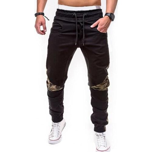 Pants Men Tactical Pants Multi Pocket Cargo Pants Men Camouflage Patchwork Skinny Pants Drawstring Ankle Tied Sports Trousers