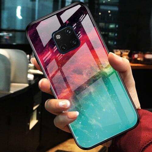Mate 20 Pro Gradient Tempered Glass Case For Huawei Mate 20 Pro Hard Glass Cover Protective Fundas for Huawei Mate 20x Coque