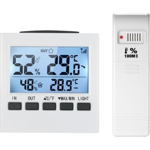 LCD Digital Wireless Indoor/Outdoor Thermometer Hygrometer ℃/℉ Temperature Humidity Meter Transmit Within 100m Without Obstacle