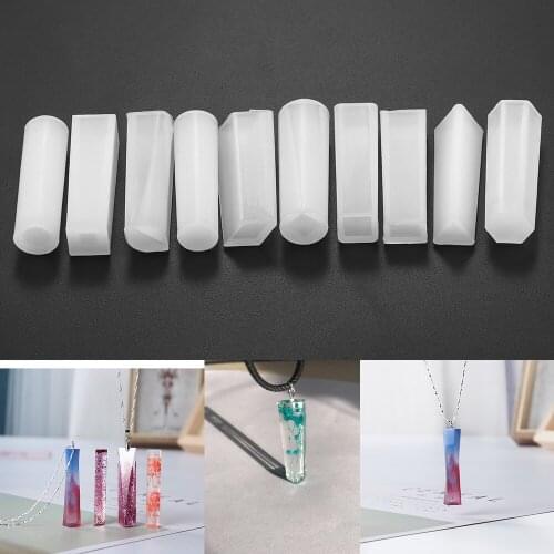 1pcs Cylindrical Cuboid Crystal Epoxy Resin Mold Necklace Pendant Silicone Mold DIY Jewelry Making Findings Supplies