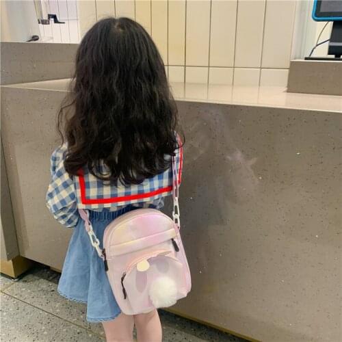 Childrens Plush Messenger Bag Cute Rabbit Tail Fashion Cartoon Shoulder Bag Korean Version of The New Girl Coin Purse 4-12Yrs