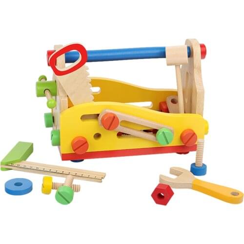 Kids Toolbox Toy Wooden Pretend Game Puzzle Montessori Disassembly Set Simulation Multifunctional Repair Carpenter Tool Boy Gift