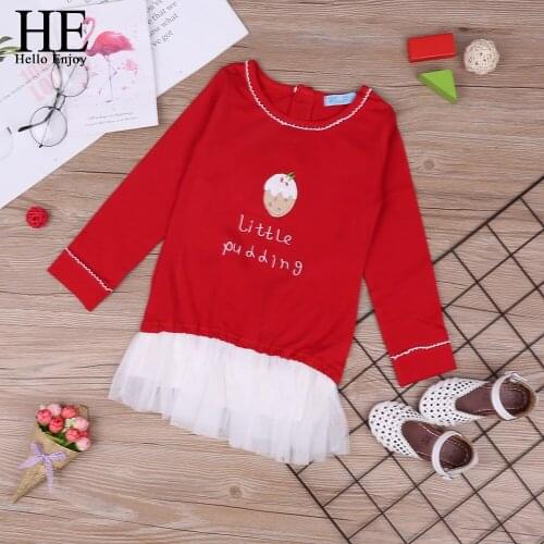 HE Hello Enjoy Christmas Dresses Girls Clothes Toddler Girl Long Sleeve Red Party Tutu Princess Dress Kids Costume Clothing