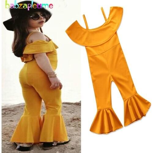 2018 New Summer Baby Girls Overalls Fashion Trousers Sleeveless Rompers For Kids Toddler Jumpsuit Boot Cut Children Pants BC1570
