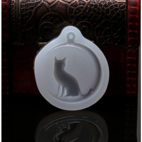 Cat Sit On Moon Charm Pendant Silicone Mold Jewelry Making Resin Casting Mold