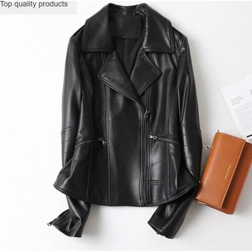 Real Leather Jackets 2020 New Autumn Genuine Leather Jacket Motorcycle Short Natural Sheepskin Coat Female chaqueta mujer YQ408