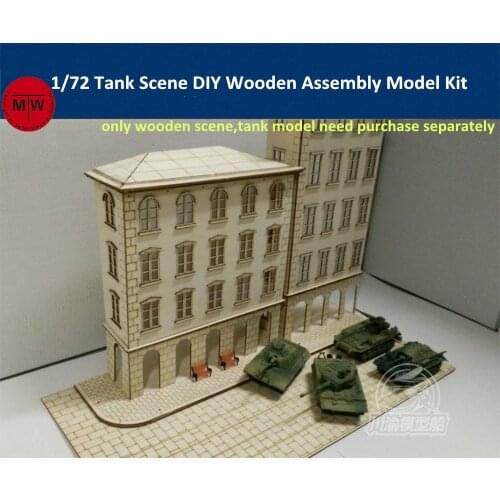1/72 Scale Urban Street Tank Scene Diorama DIY Wooden Assembly Model Kit CY702