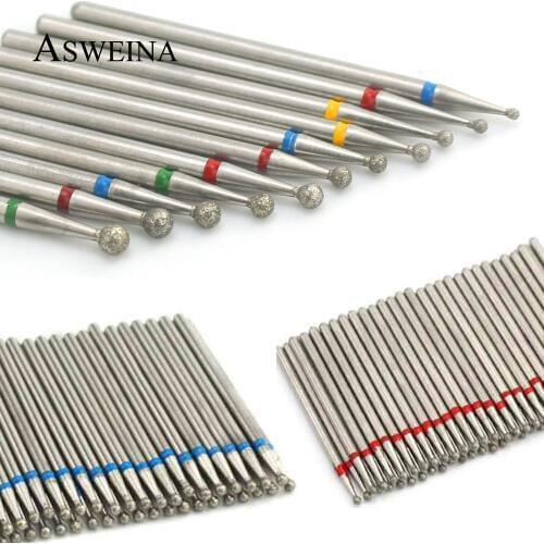4pcs/6pcs/50pcs Ball Diamond Milling Cutters Set Nail Drill Bit for Manicure Electric Pedicure Files Cuticle Remove Tools