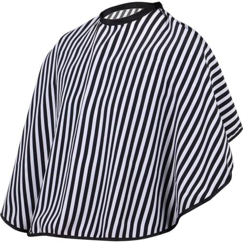 Hair Cutting/Barbers Cape - Adjustable Black and White Stripe Hairdressing Gown - Short Length