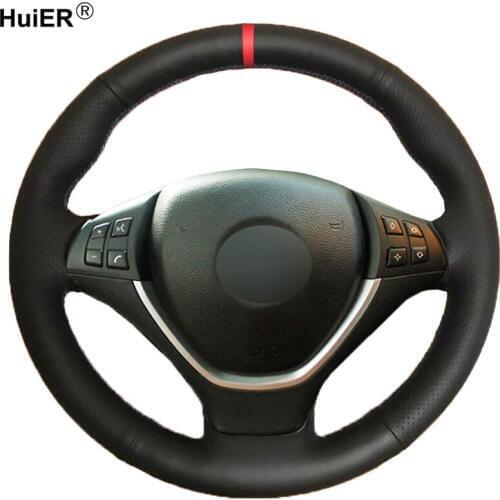HuiER Hand Sewing Car Steering Wheel Cover For BMW E70 X5 2008-2013 E71 X6 2008-2014 Braid on the Steering-Wheel Car Accessories