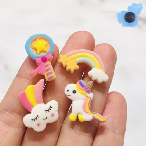 Wholesale 50pcs Resin Rainbow Unicorn Shoes Accessories Garden Shoe Decorations Fit Croc Jibz Charm Kids Backpack