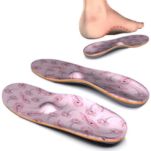 Pink Memory Foam Original High Arch Support Insoles Orthotic Inserts Flat Feet Foot Shock-absorbant For Foot Pain Sport Insoles