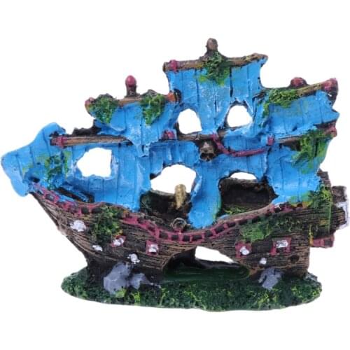 Aquarium Ornament Resin Sailing Boat Sunk Ship Fish Tank Aquarium Decoration 449C