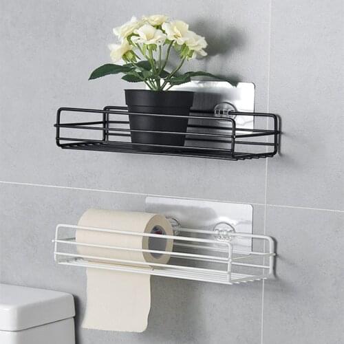 Floating Shelf for Wall Iron No Punching Kitchen Hanging Storage Rack Wall Mount Bathroom Corner Container Bathroom Accessories