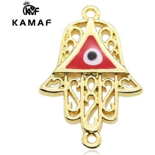 KAMAF 10pcs/pack Manual DIY hollow devils eye palm connector pendant for making bracelet necklace earrings jewelry
