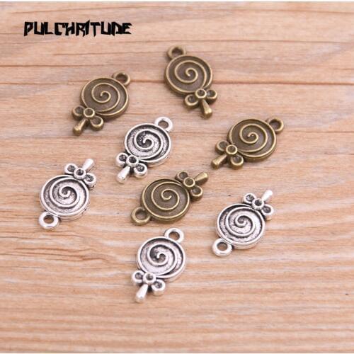 30PCS 10*18mm New Product Two Color Small Bow Lollipop Charms Pendant Jewelry Metal Alloy Jewelry Marking