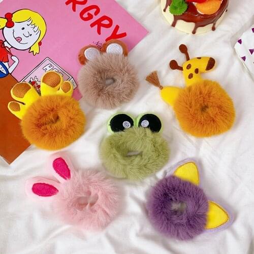 1PC Soft Hair Scrunchies Plush Bear Hair Tie Elastic Hair Band Women Girls Hair ties Kawaii Hair Rubber Band Hair Accessories