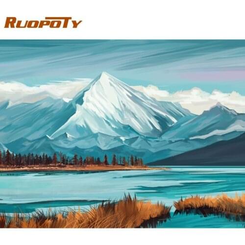 RUOPOTY Beautiful Snow Mountain Scenery Painting By Numbers Kits For Kids Adults Oil Paints Diy HandPainted Home Decor Arts