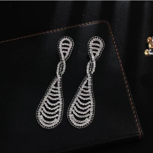 New Fashion long drop earrings Wedding Bride Dangle intersect Earrings Rhinestone Crystal Bride Earring Women Jewelry E659