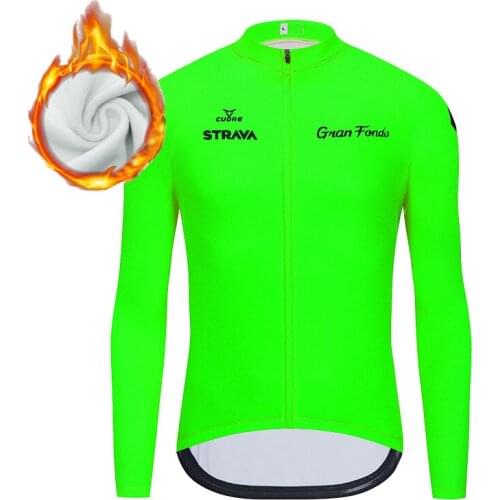 STRAVA Team Winter Thermal Fleece Cycling Clothes Men Long Sleeve Jersey Suit Outdoor Riding Bike MTB Clothing Bib Pants Set