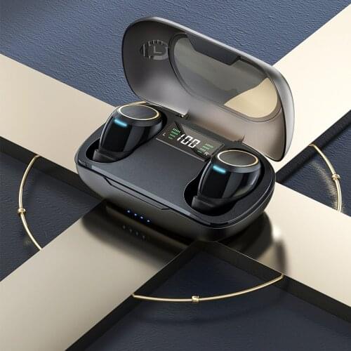 TWS Wireless BT5.1 Earbuds Active Noise Canceling Waterproof Sports In-Ear Earphone With LED Display Charging Bin_black