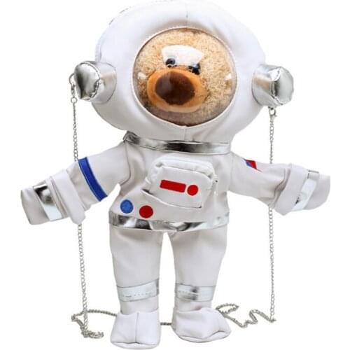 Fun Space Teddy Bear Design Chain Shoulder Bag Young Girls Crossbody Bag Cartoon Women Purses and Handbags Female Clutch Bag