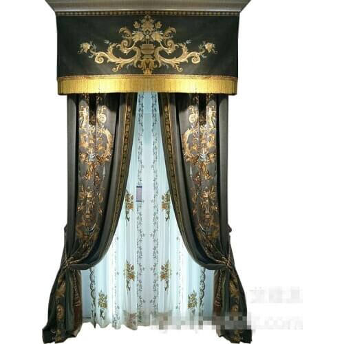 Custom curtains High-quality palace embroidered velvet thick duplex cloth blackout curtain tulle valance drape C131