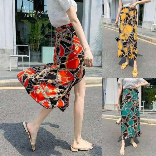 New Summer Bohemian Style Vetement Femme 2021 Fashion Floral Print Long Skirts Women High-Waisted Skirt Midi Jupe Faldas