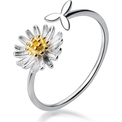 Popular Daisy Flower Finger Ring Simple Rings for Women Wedding Engagement Jewelry Gifts