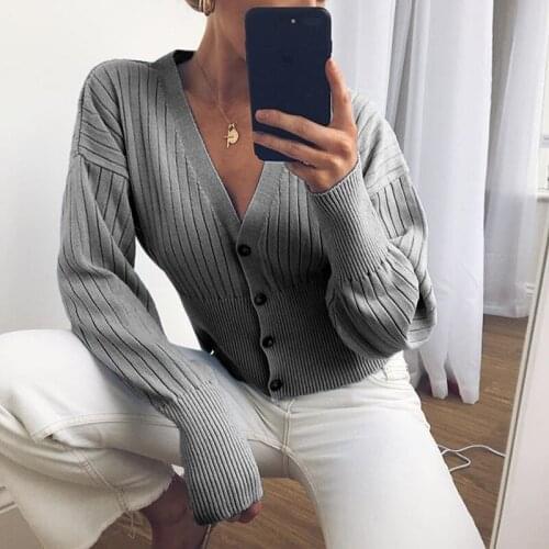 Long Sleeve V Neck Single Breasted Autumn Sweater Cardigan Women Candy Color Short Cardigans 2020