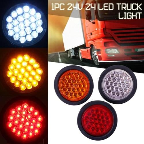 1Pc Rear Tail Brake Stop Marker Light Indicator Car Truck Trailer 24 LEDS Round Reflector Red Yellow White 24V