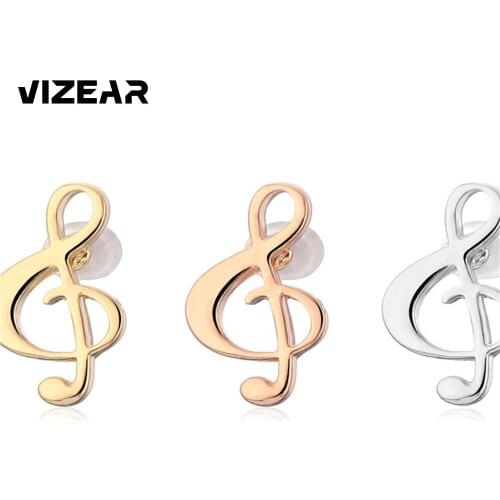 2021 New Fashion Tiny Music Note Stud Earrings Women Gold Silver Color Elegant Steel Needle Earrings Musical Girl Jewelry Gift