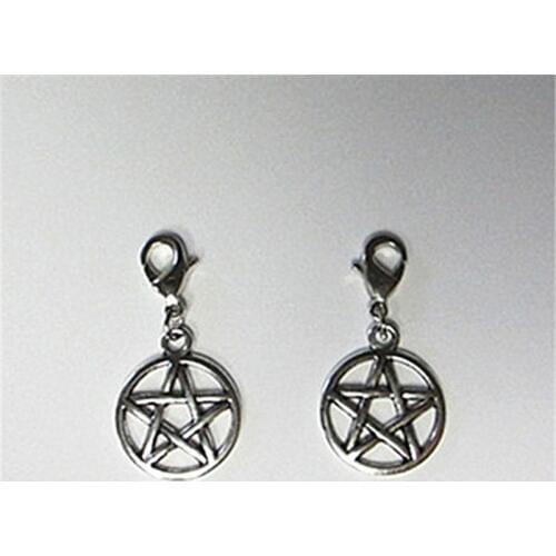 4 Pcs Pagan Pentacle Wicca Antique Silver Color Clip on Charm for Bracelet Handbag Purse