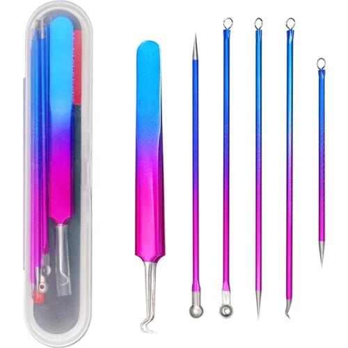 5pcs/6pcs Acne Needle Stainless Steel Removal Blackhead Remover Acne Blemish Tool Facial Skin Care Beauty Pore Cleanser