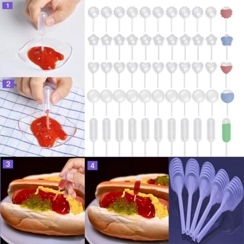 50pcs 4ml Disposable Pipettes Plastic Squeeze Transfer Pipettes For Strawberry Cupcake Ice Cream Chocolate Lab Dropper
