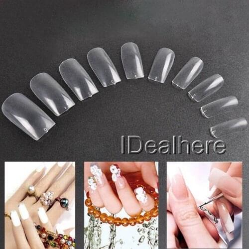 Shellhard 500Pcs Full Transparent UV Gel Manicure False Nail Art Tips Acrylic Nail False Tip For Beauty Manicure Tools