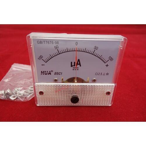 DC Minus Zero Plus -100uA-+100uA Analog 85C1 56*64MM Analogue Ammeter AMP Panel meter