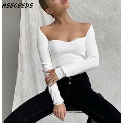 Женские пуловеры с открытыми плечами ASECEEDS China At AliExpress