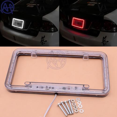 Free Shipping Universal Fit 54LEDS Illuminated 12V DC Acrylic U.S. Standard Car Truck License Plate Frame Flashing Light White