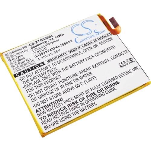 CS 3800mAh / 14.44Wh battery for ZTE Q509T, Q509T Dual SIM TD-LTE, ZMAX Li3839T43P6h786452