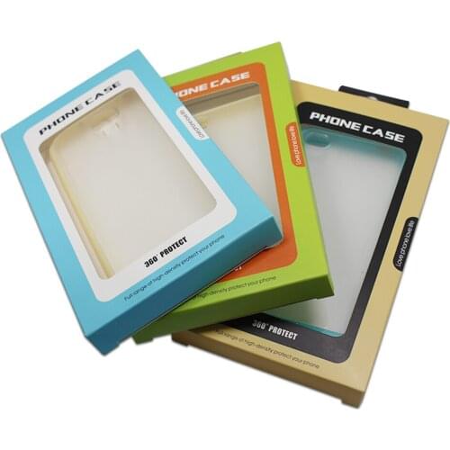 3.5"x6.3"x0.6" Colored Wholesale Universal Package Kraft Paper Box for Mobile Phone Iphone Case Packaging Box with Clear Window