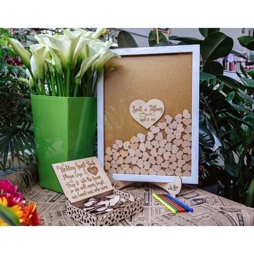 PERSONALIZED engraved Rustic wedding engraved photo Alternative Wooden memory guestbooks with drop box signature guest books